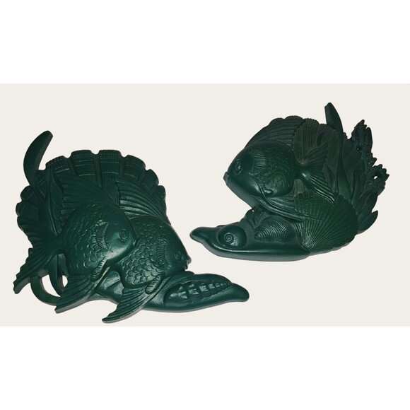Vintage Homco Green Fish Wall Hanging Decor Set Of 2* 51 - Picture 8 of 11